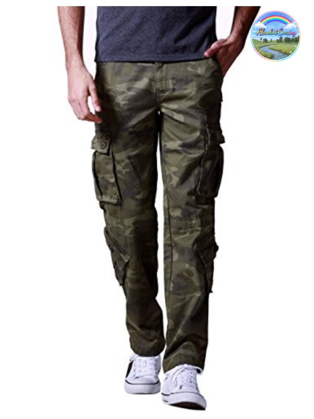 Men's Cotton Cargo Pants Straight Leg Regular Fit 8 Pockets Tactical Work